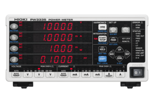 Hioki PW3335-01 Power meter, measurements according to IEC 62301, DC, or 1P2W, max. input 1000 V, 30 A, DC, or 0.1 Hz to 100 kHz, +/-0.1% basic accuracy, direct input, Built-in LAN, RS-232C and GPIB interface
