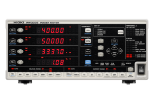 Hioki PW3336-01 Power meter, 2 ch input, DC, or 1P2W to 3P3W, max. input 1000 V, 65 A, DC, or 0.1 Hz to 100 kHz, +/-0.1 % basic accuracy, direct or external current sensor input, built-in LAN, RS232C and GPIB interface
